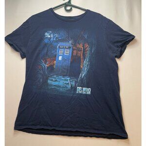 Dr. Who & The Daleks shirt mens large Police Box Sci Fi 2016 short sleeve blue